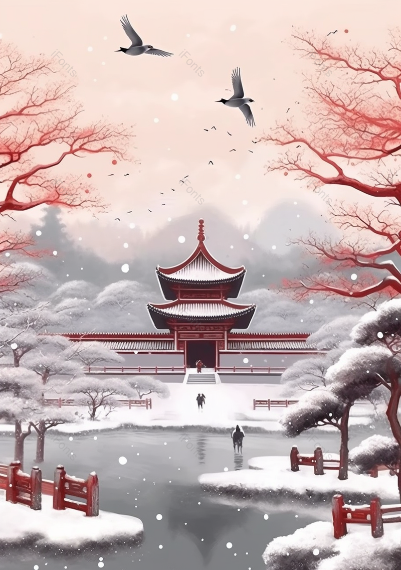 凄冷冬天雪地房屋插画背景,插画/手绘图,插画/手绘图库,插画/手绘图下载,插画/手绘